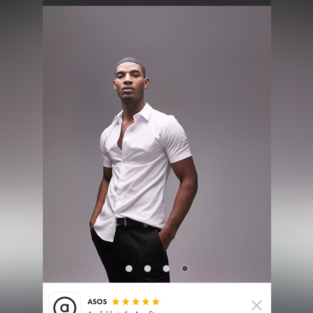 🏷️Topman stretch skinny fit button up short sleeve white cotton shirt XL NWT